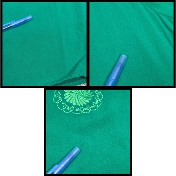 Sonoma Blouse Top Womens Embroidered Floral Keyhole-Neck‎ Tassel-Tie Large Green - Picture 8 of 8